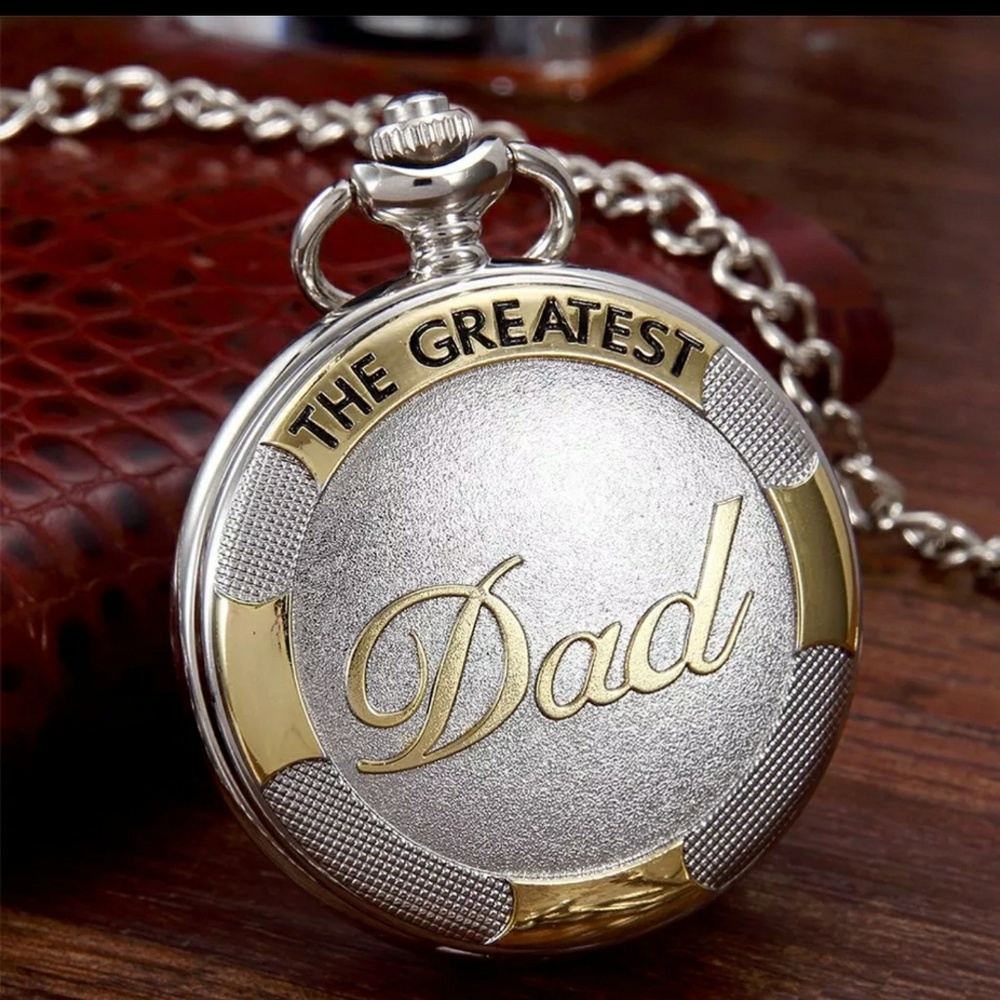 The greatest dad" pocket watch,  silver n gold